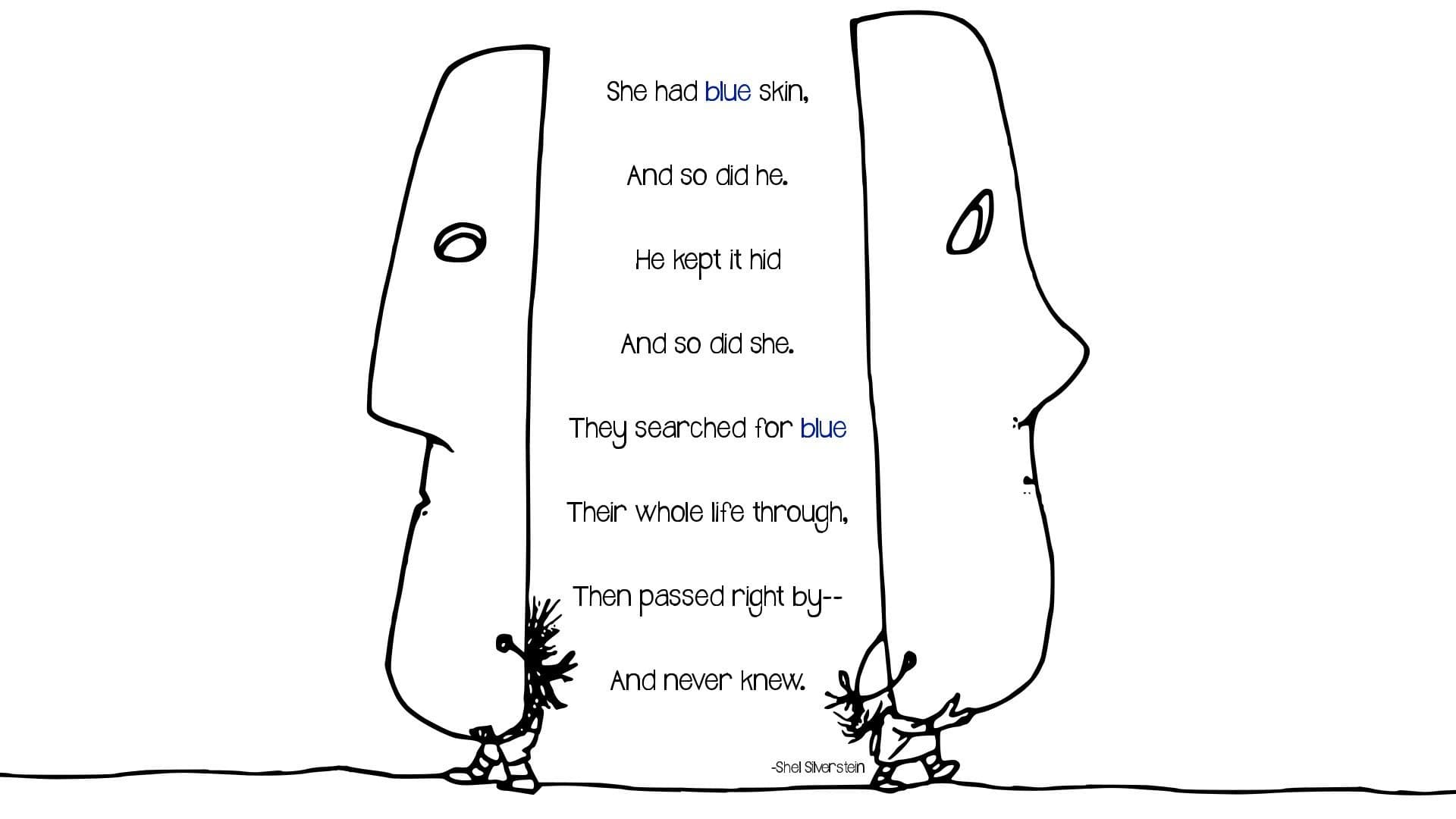 Pop Home Store Blue White Text Head Masks Shel Silverstein 20X30 Inch Poster Print
