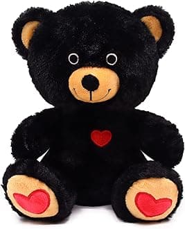 Yamepuia Teddy Bear Stuffed Animal for Girlfriend, Cute Valentines Day Gifts Black Teddy Bear Plush Toy, Stuffed Teddy Bear with Rose Plush Teddy Bear for Kids Birthday Gift