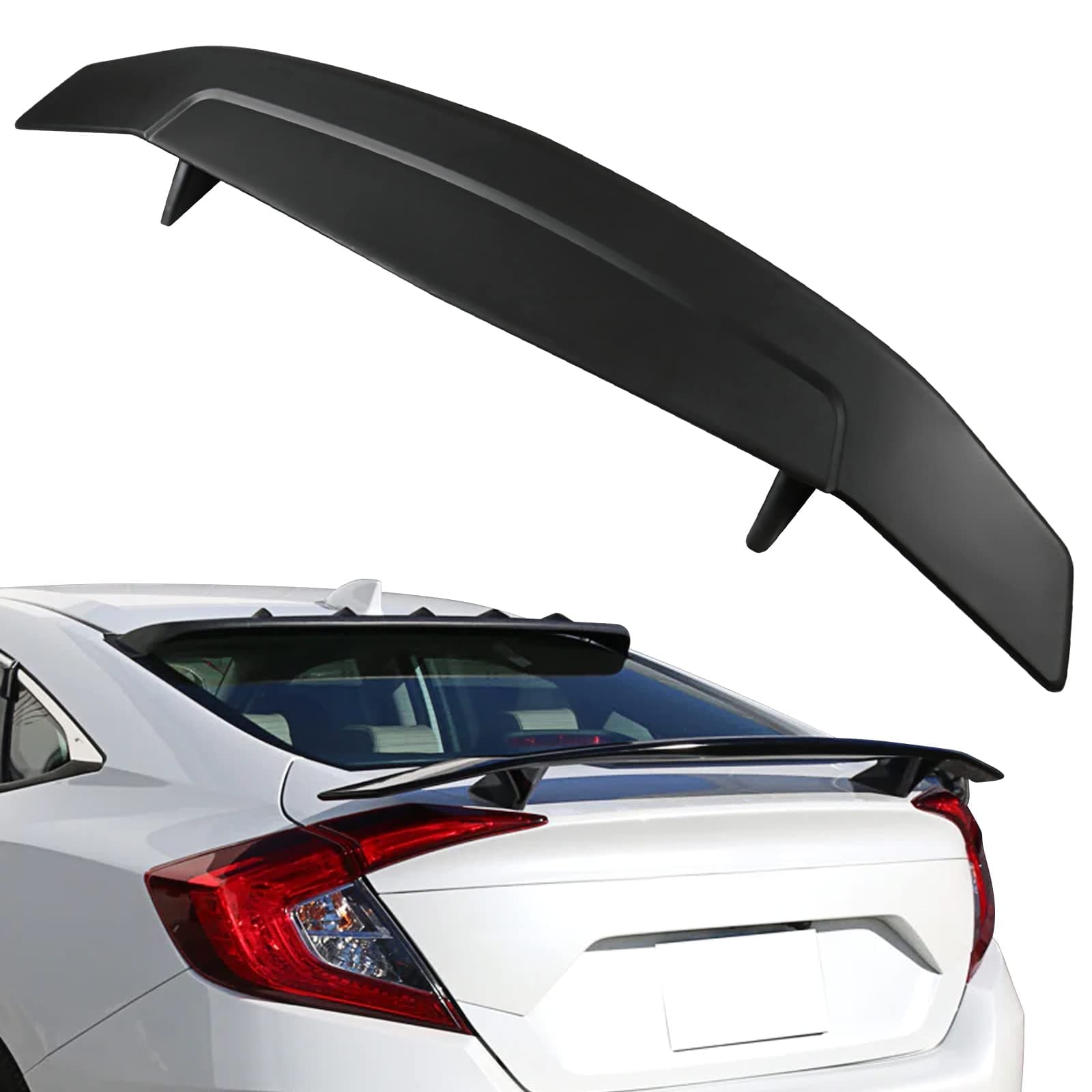 FINDAUTO ABS Rear Trunk Spoiler Wing with 3rd Brake Light Custom Style Fits for Most Cars Universal Trunk Lip Spoiler