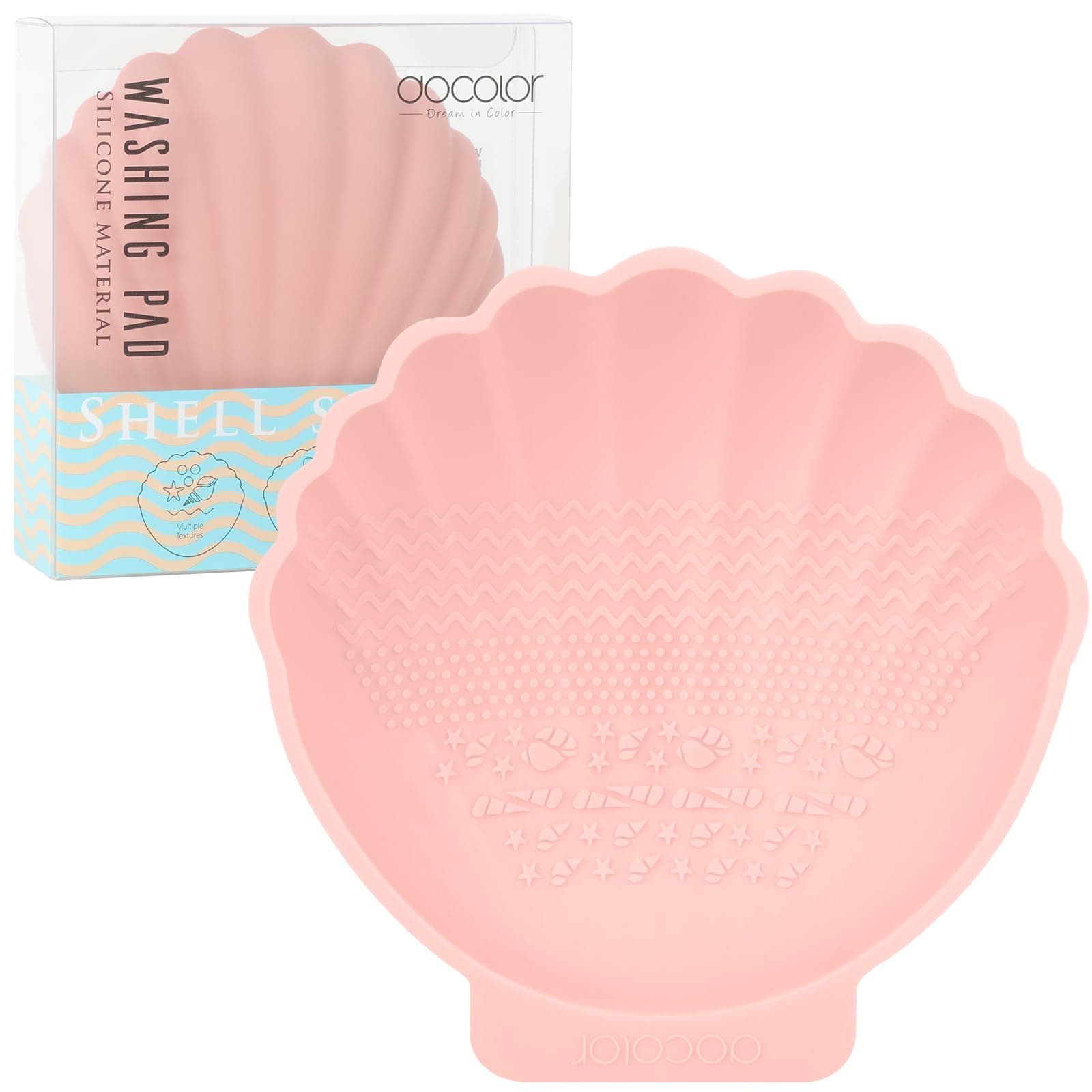 docolor Silicone Makeup Brush Cleaner Mat Shell shape make up brush cleaner pad Big Size, Makeup Brush Cleaning Mat, Brushes Cleaning Tool, Portable Washing Tool for Makeup Cosmetic Brushes