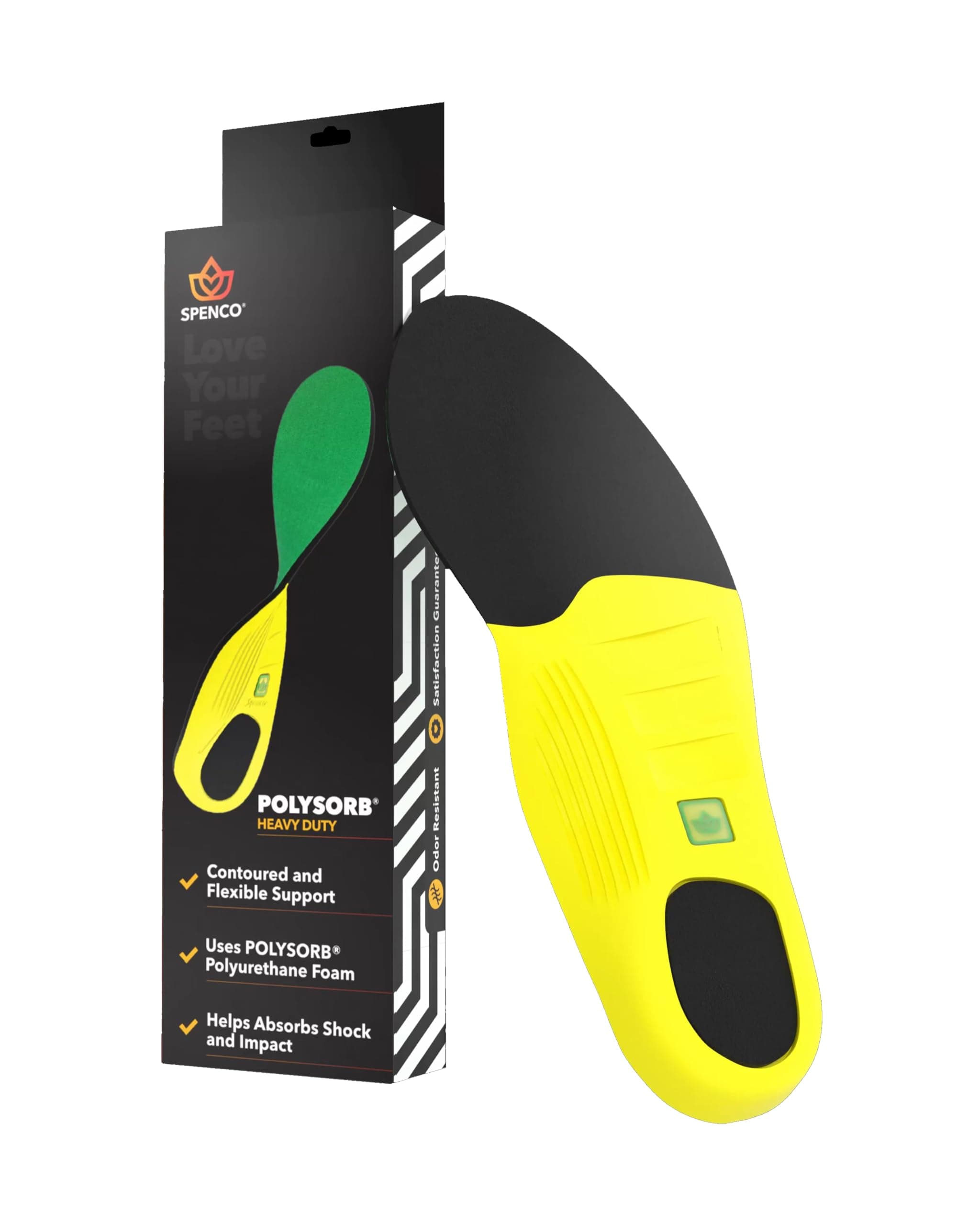 Spenco Polysorb Heavy Duty Maximum All Day Comfort and Support Shoe Insole, Women's 11-12.5/Men's 10-11.5 - Gold