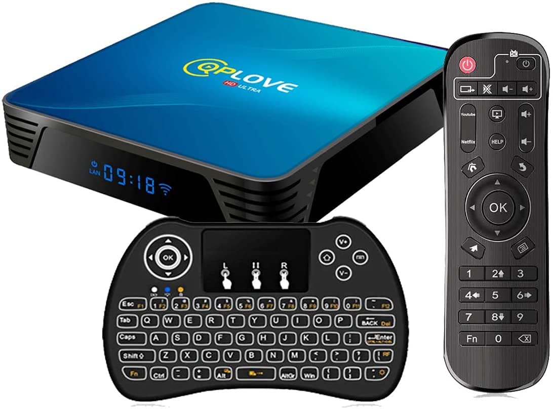 TV Box Android 8.1 QPLOVE H96 Max+ Smart Android TV Box 4GB 32GB with Backlight Keyboard RK3328 64Bits CPU Support 2.4G Wifi/100M LAN/3D/KD18.0/USB3.0 /H265 4K Android Box