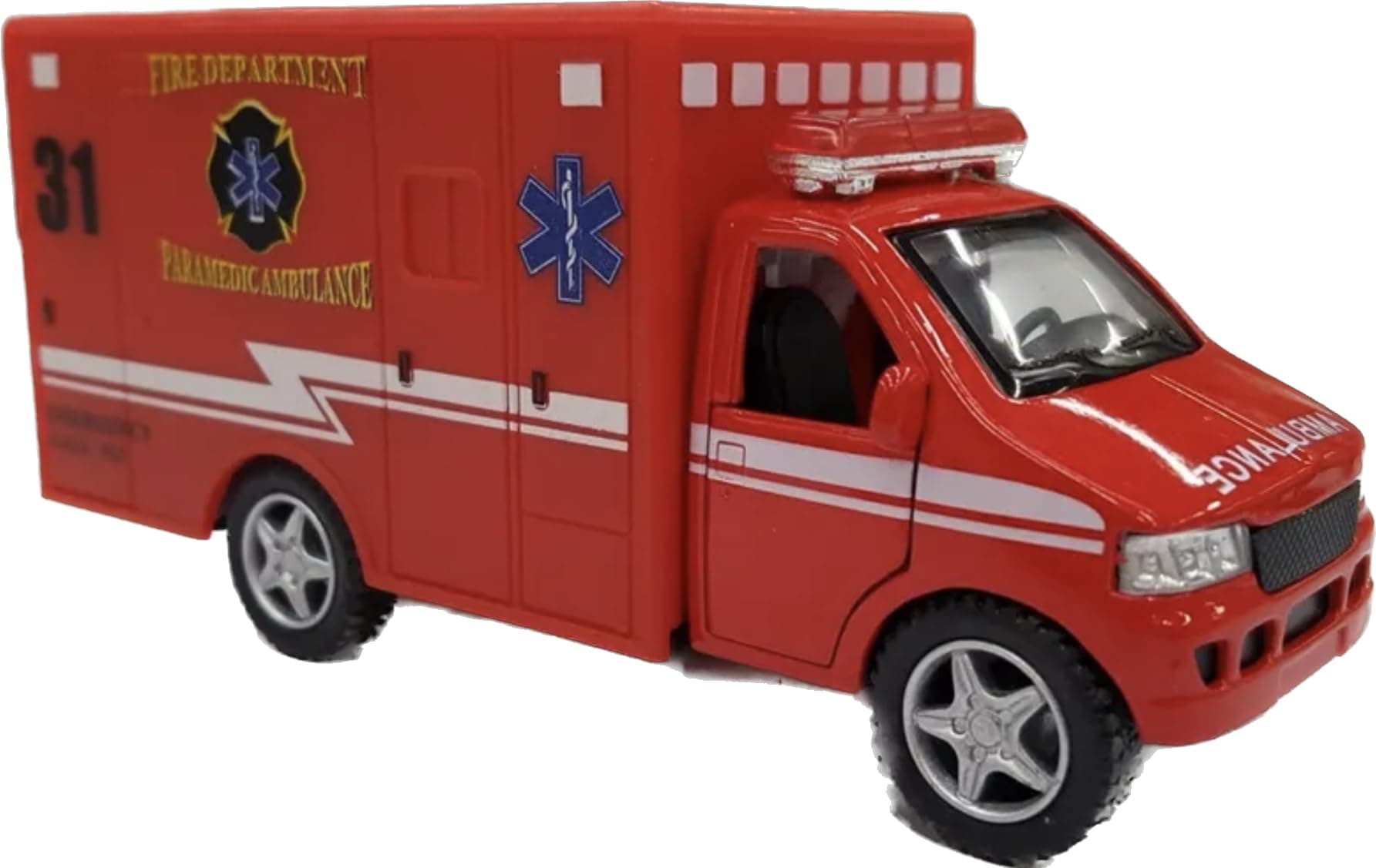 Fire Dept. Pull-Back Diecast Ambulance - Red, 5in