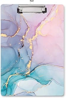 WAVEYU Cute Hardboard Office Clipboard, Clipboard with Low Profile Clip Designed for Office Use, Colorful Marble(12.5"x9")