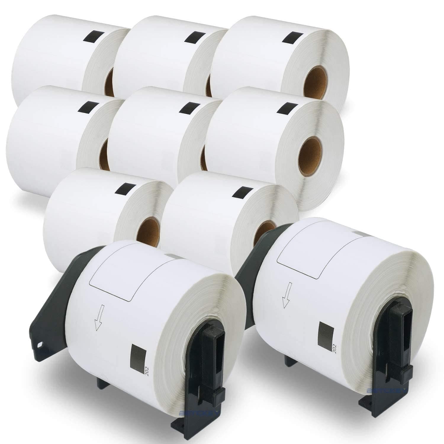 10 Rolls DK-11202 Labels with ONLY 2 Reusable Label Holders, 62mm x 100mm, 3000 Shipping Labels Using for Ql Label Printers
