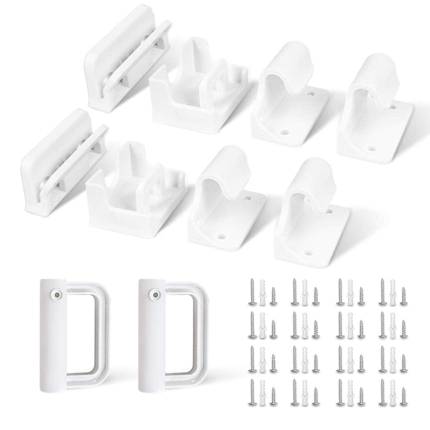 Betertek Hardware Replacement Accessories Brackets for Retractable mesh Baby and pet Gates Full Set Wall Mounting Parts Kit.
