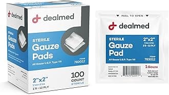 2’’ x 2’’ Sterile Gauze Pads (100 Count) Disposable and Individually Wrapped Medical Gauze Pads, Wound Care Product for First Aid Kit and Medical Facilities (Pack of 1)