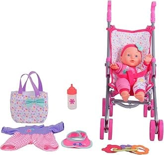 Dream Collection, Baby Doll Care Gift Set with Stroller - Lifelike Baby Doll and Accessories for Realistic Pretend Play, Posable Soft Toy - 12”