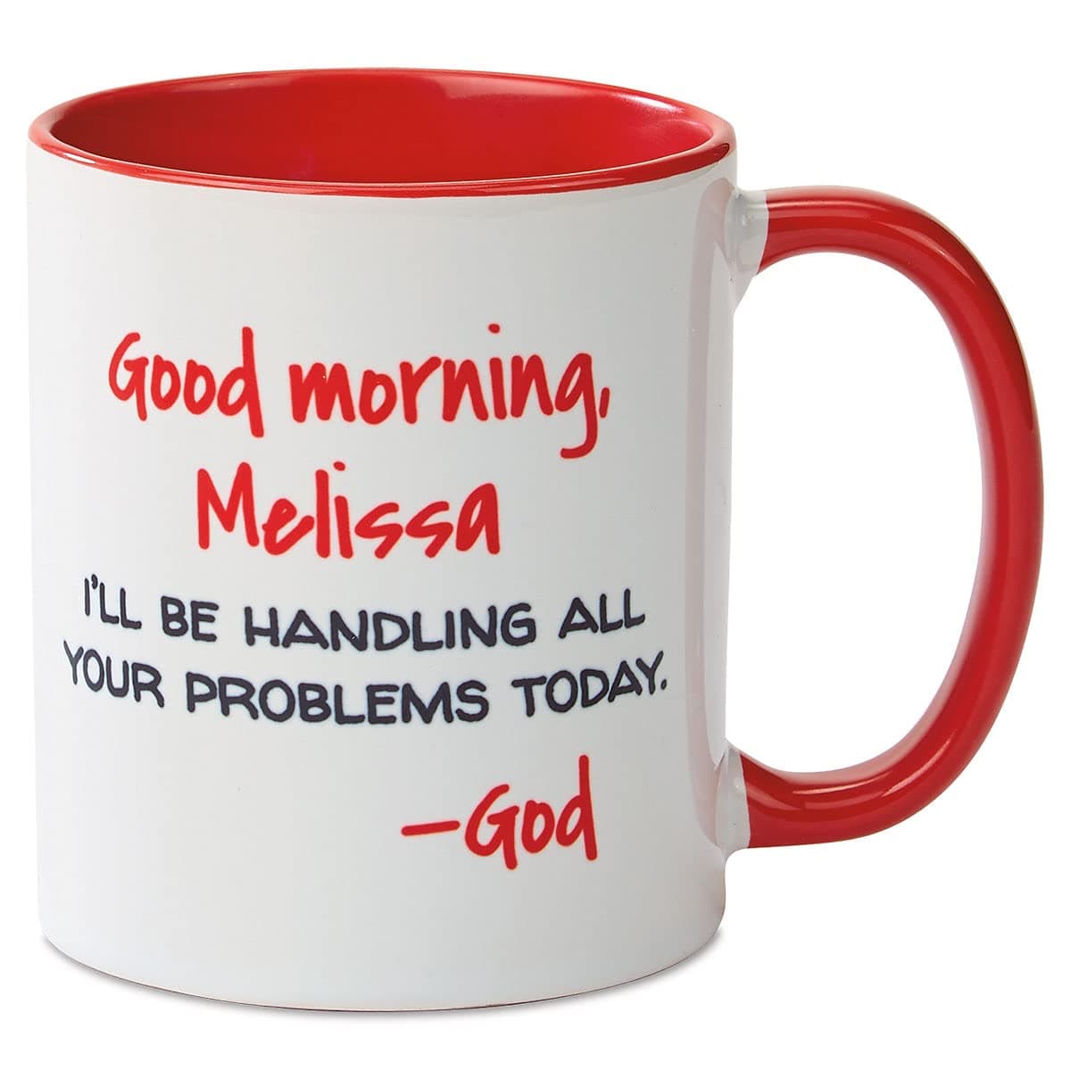 Current Good Morning from God Personalized Ceramic Mug - Large 11 Ounce Size, Religious Novelty Mugs, Add a Name, Microwave and Dishwasher Safe Cup, Customizable Gifts for Friends