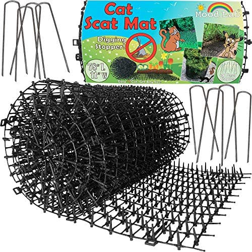 Mood Lab Cat Scat Spike Mat – 6.5 ft Roll – Anti-Cat and Pet Prickle Strip with 8 Garden Staples