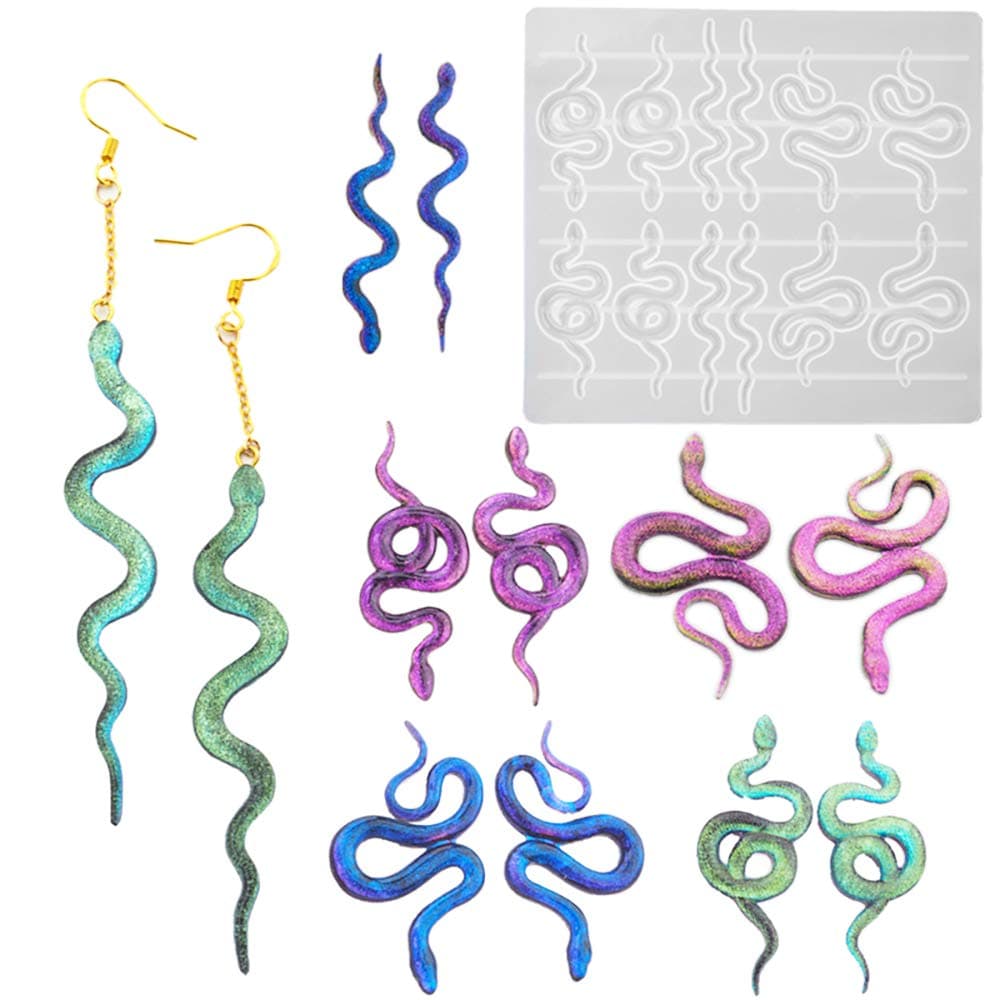 VERTTEE Epoxy Mold for Making Snake Shaped Ornaments DIY Pendant Jewelry Resin Mold Silicone Mold for Keychain, Earring, Prank Toy, Home Decoration