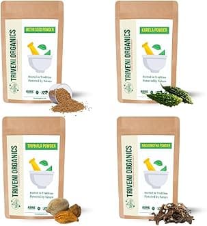 Triveni Organics Weight Management Pack (4×100g) | Methi Seed, Karela, Triphala & Nagarmotha Powder | Supports Digestion, Metabolism & Detox | Triphala Powder for Weight Loss & Organic Wellness