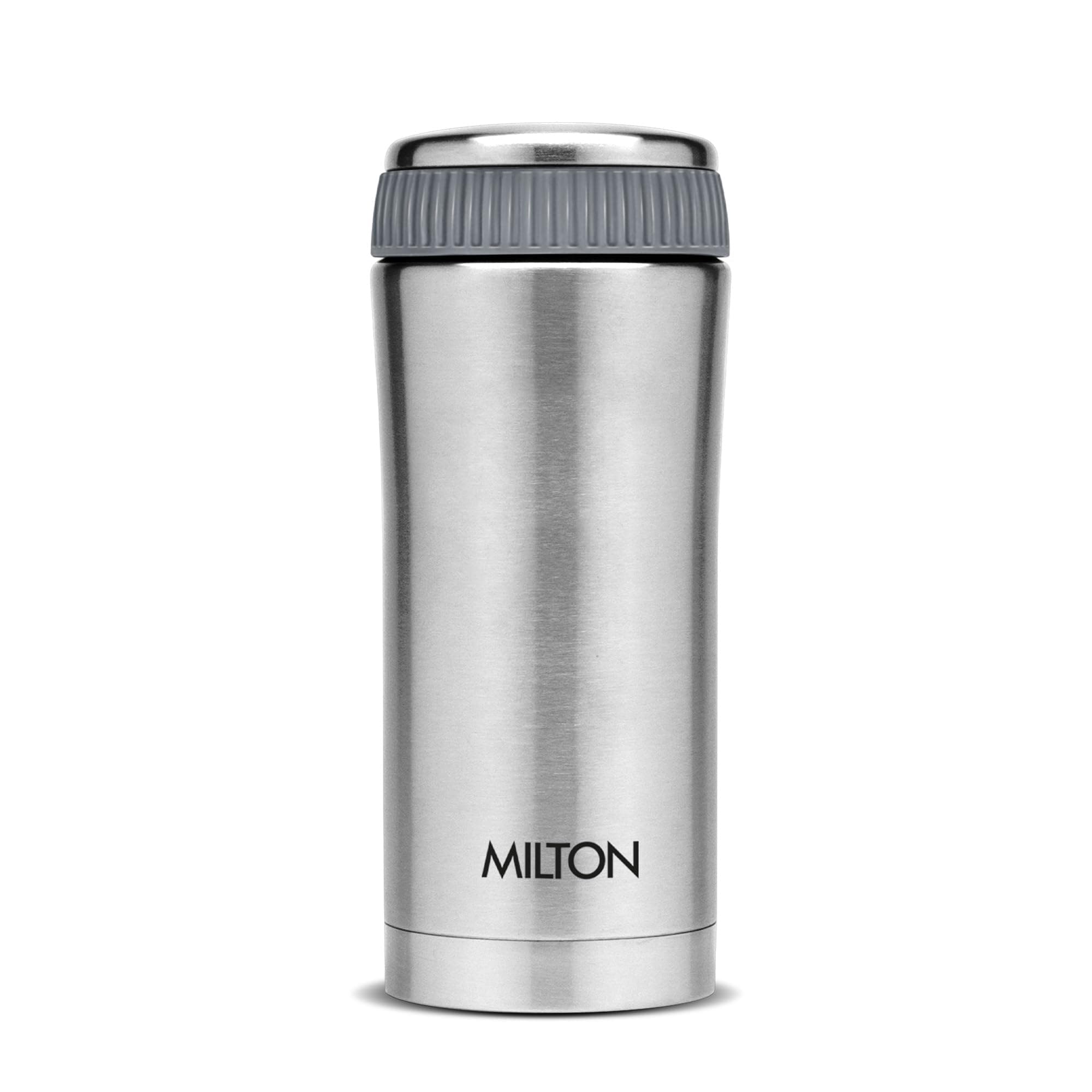 Milton Optima 350 Thermosteel Hot and Cold Flask, 340 ml, Silver | ISI Certified | Vacuum Insulated | Rust Proof | Leak Proof | Tea | Coffee | Juice