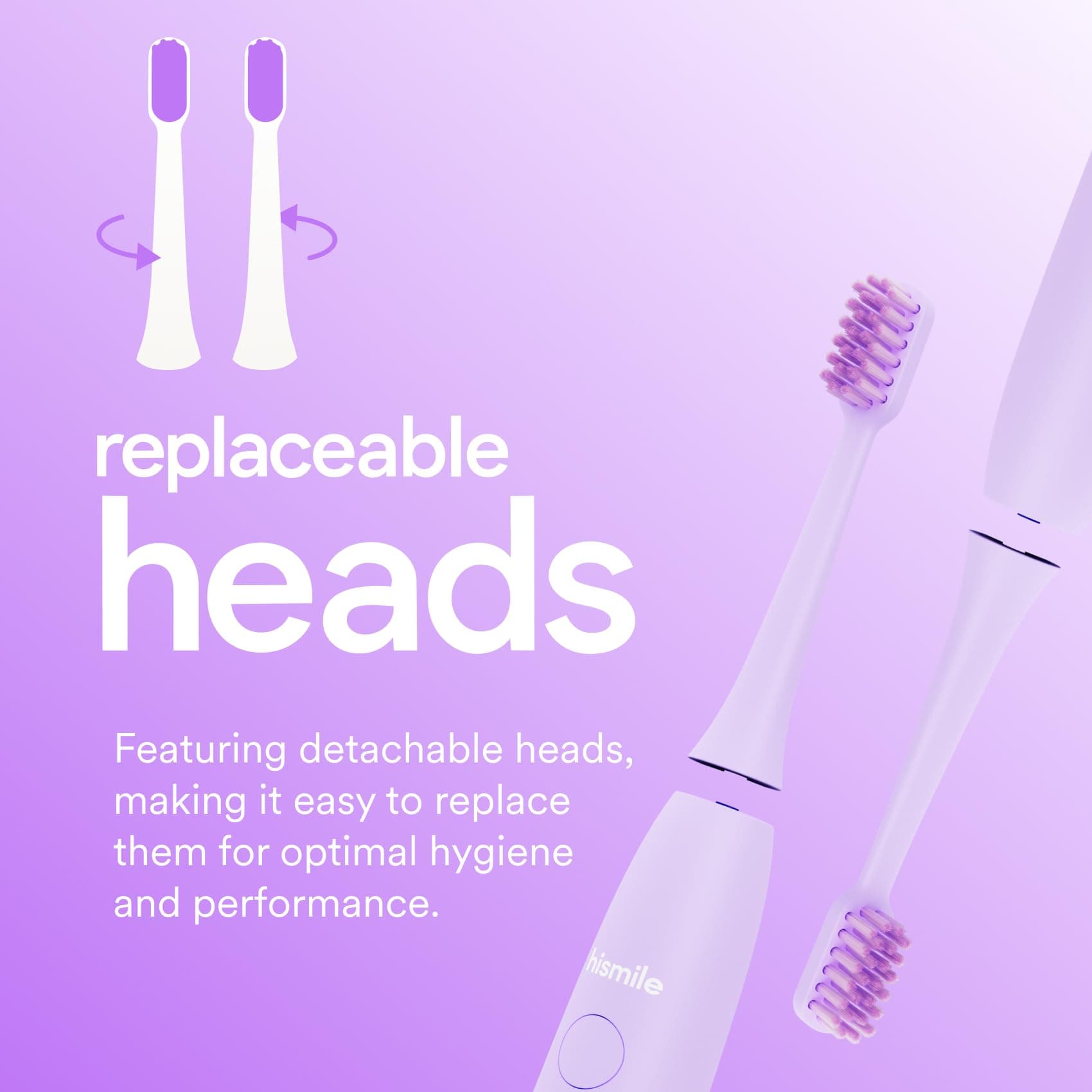 Hismile Electric Toothbrush, 3 Brushing Modes, Smart Timer, Rechargeable, Soft-Tapered Bristles, Mode Memory (Purple)