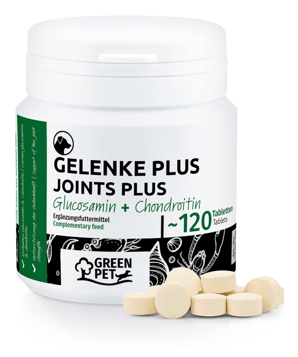 GreenPet Joints Plus, joint tablets for dogs - 120 joint tablets, High dosage glucosamine, Chondroitin for exercise, agility and prevention, High acceptance by dogs, Made in Germany