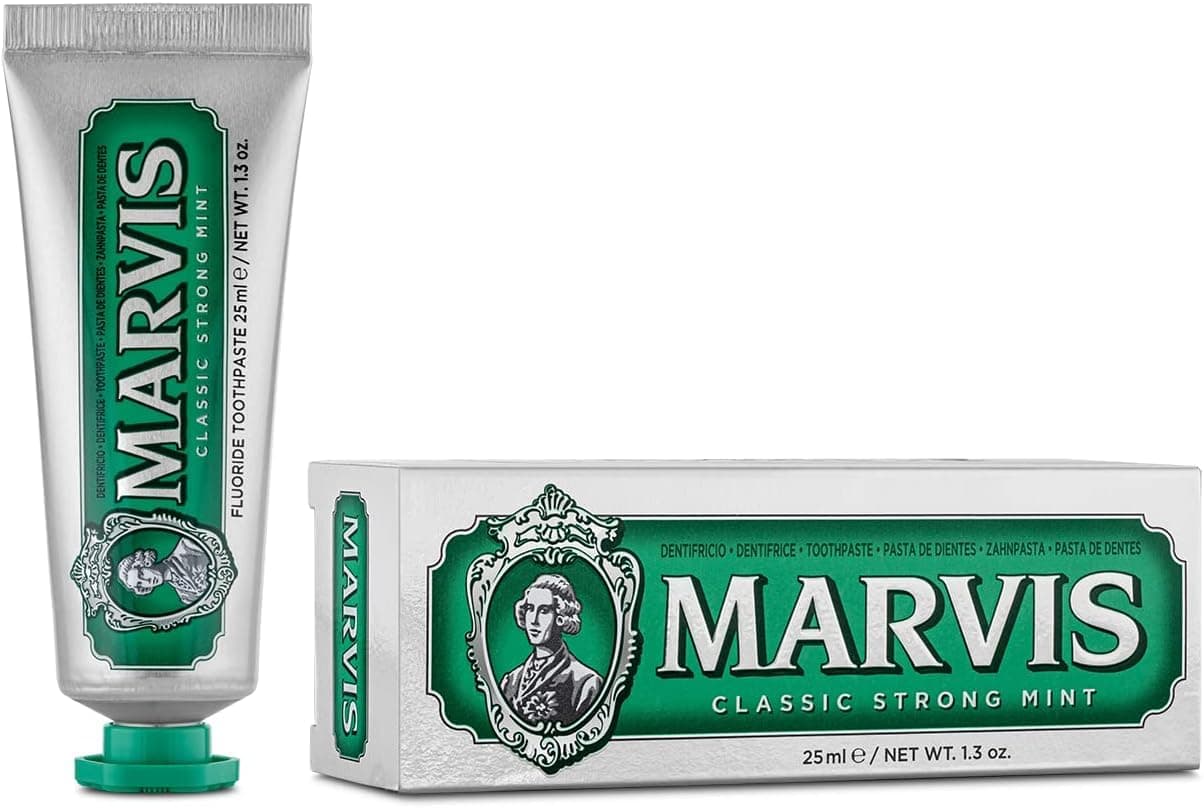 Classic Strong Mint Travel Size Toothpaste, 25 ml, Sensational Flavoured Toothpaste Helps Remove Plaque with Long-Lasting Freshness