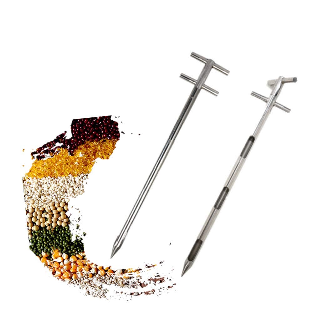 Stainless Steel Grains Powder Sampler Double Layer Rotary Powder Sampling Tube for Solid Fertilizer Cement -Double Tube Stratification，3 Slots (38MMX1M)