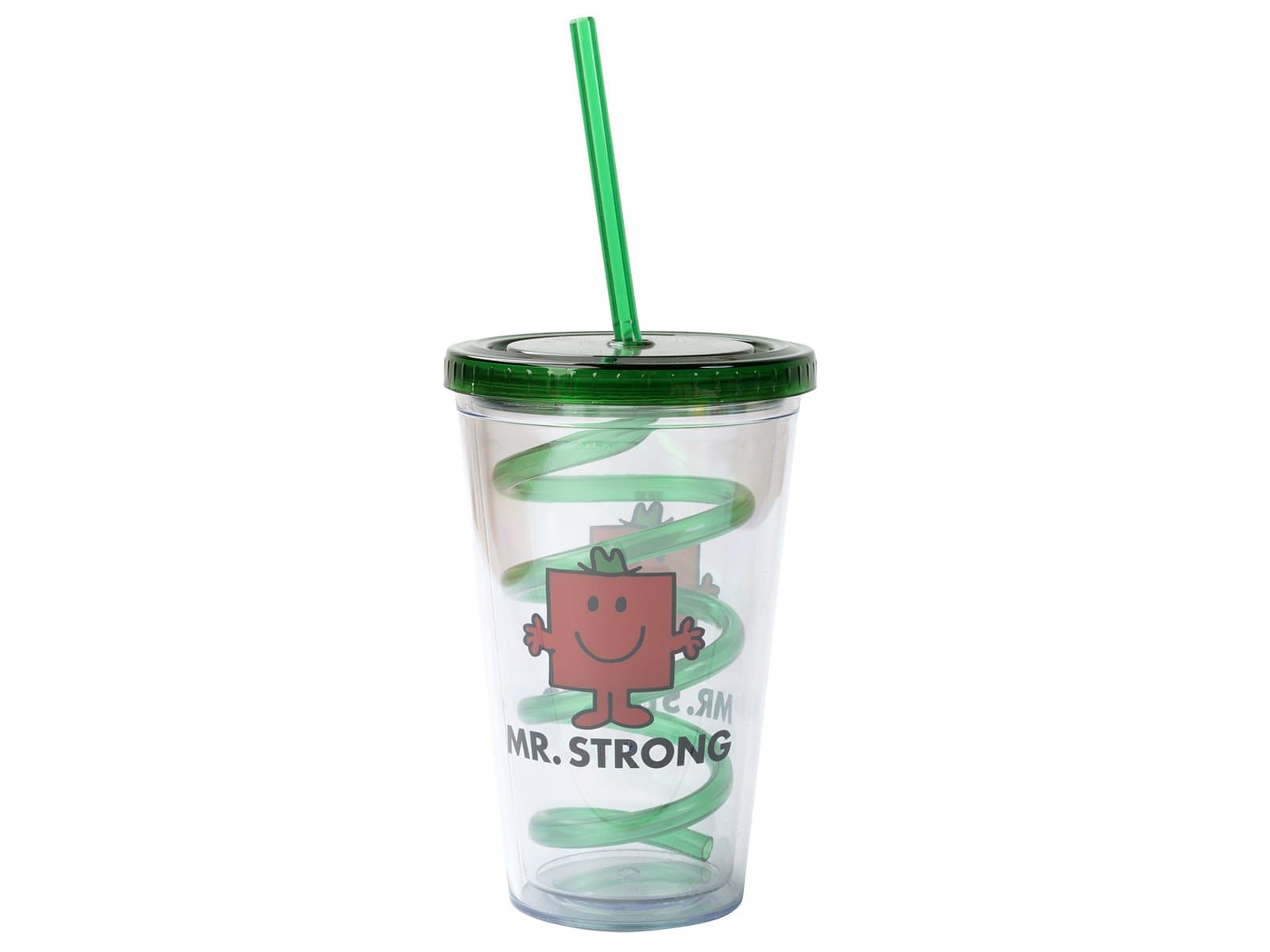 Creative Tops Mr. Men “Mr. Strong” Double-Walled Insulated Cup with a Straw, 470 ml (16 fl oz)