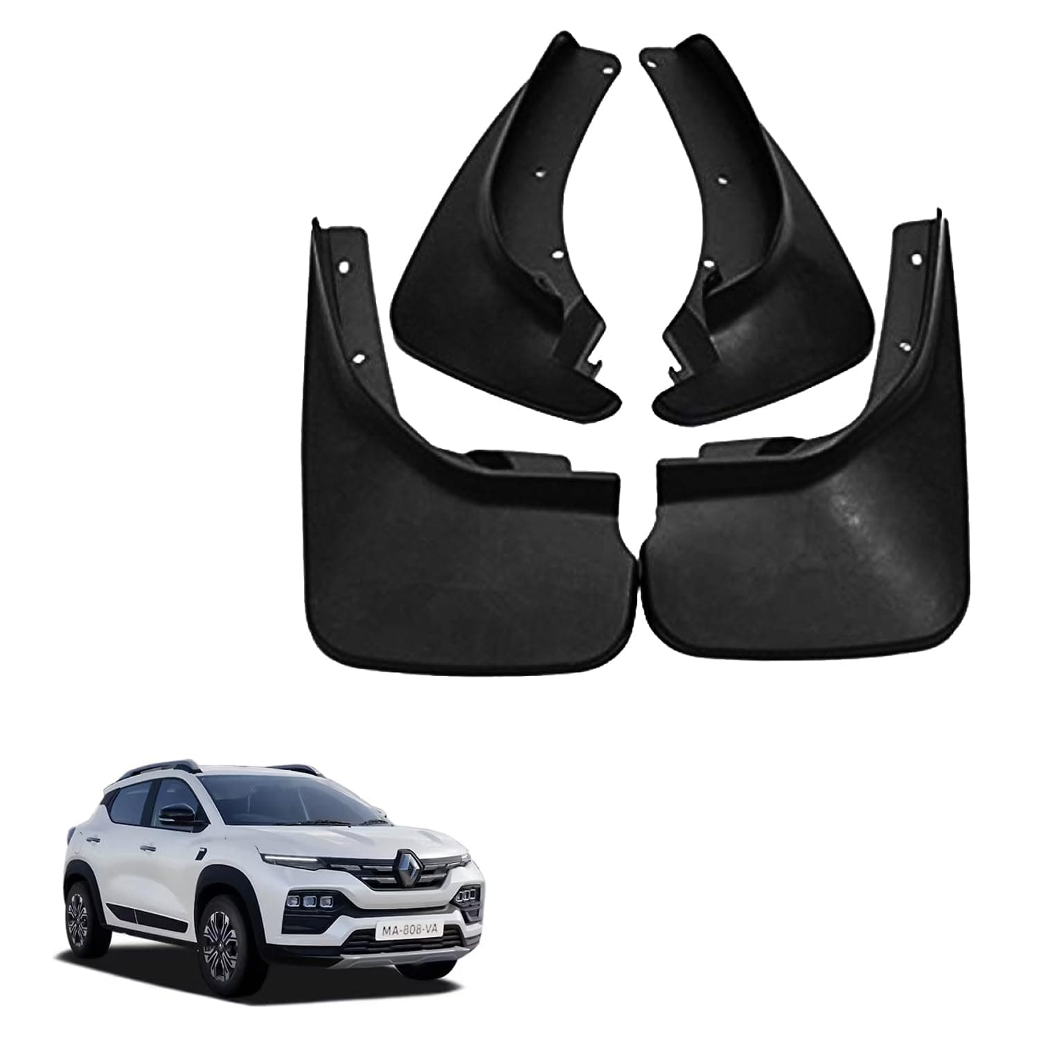 Autokaar O E Type Car Mud Flap Box Shape Splash Protection Guard Tyre Flap Complete Set of Front & Rear Tires for Renault Kiger
