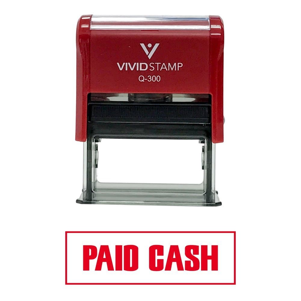 Paid Cash Self-Inking Office Rubber Stamp (Red) - Large