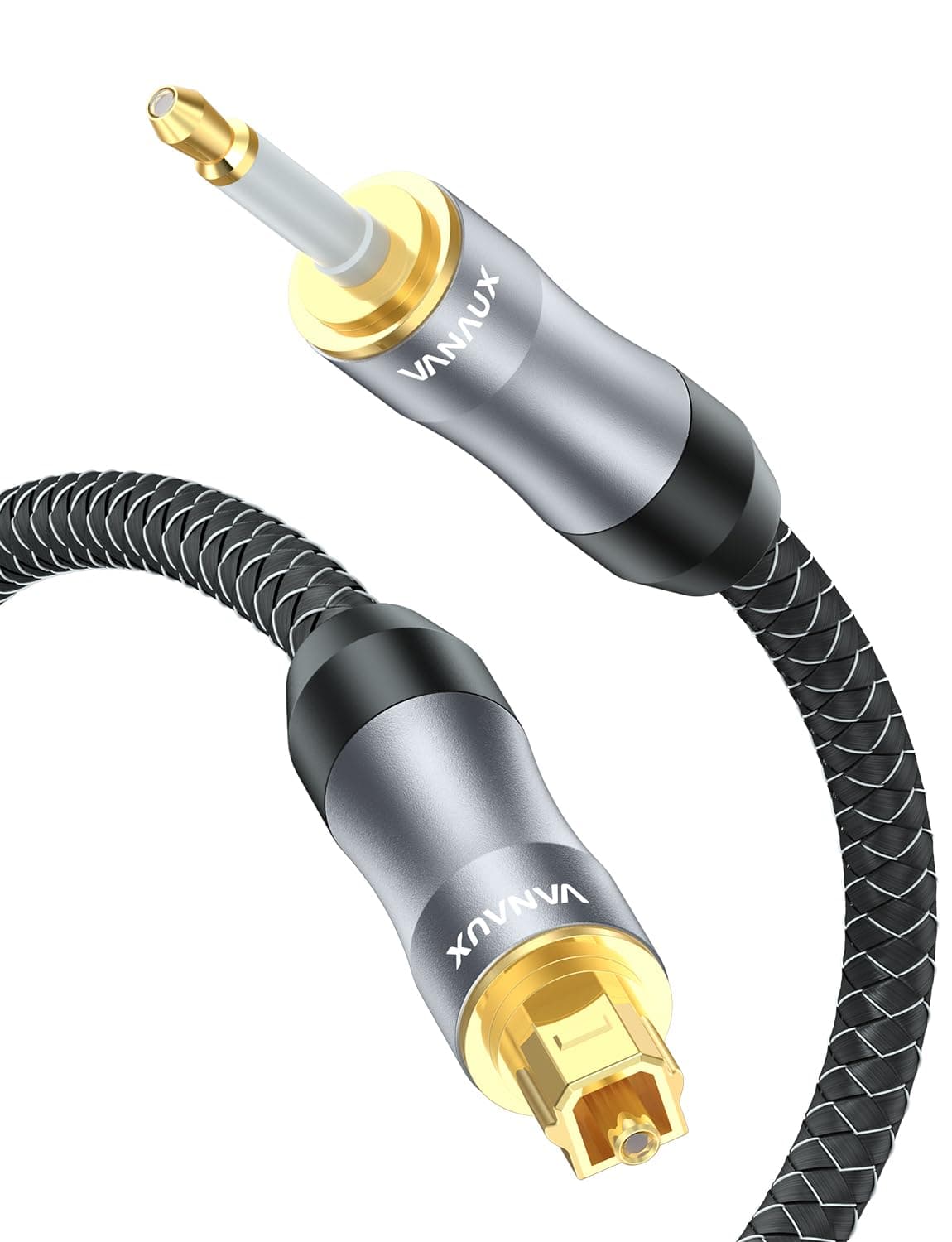 VANAUX Toslink to Mini Toslink Digital Optical Cable, S/PDIF Fiber Optic Audio Cable, 24K Gold Plated, HiFi Sound for Soundbars, Stereo Systems, Amplifiers(16.5ft/5m)