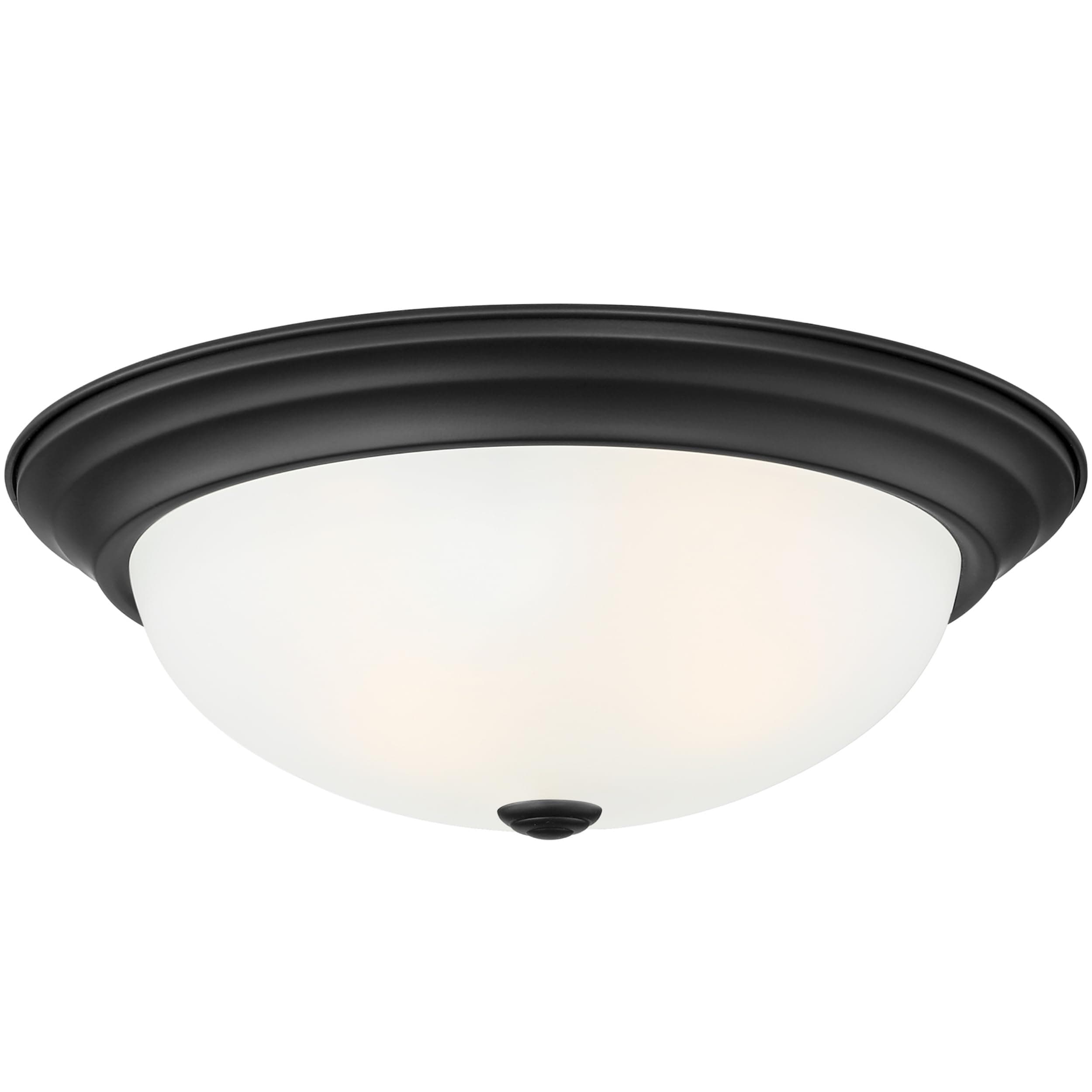 Reedley 2-Lights Flush Mount Ceiling Light, 11 Inch Lighting Fixture for Kitchen, Bedroom, Bathroom, and Hallway, Matte Black with Etched Glass, 1257S-MB-W