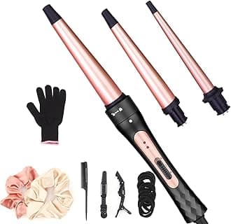 Hair Curling Wand Iron Conical Curling Iron Set Interchangeable Ceramic Barrel Hair Curler Set for Short & Long Hair (Small, 3 Tubes)