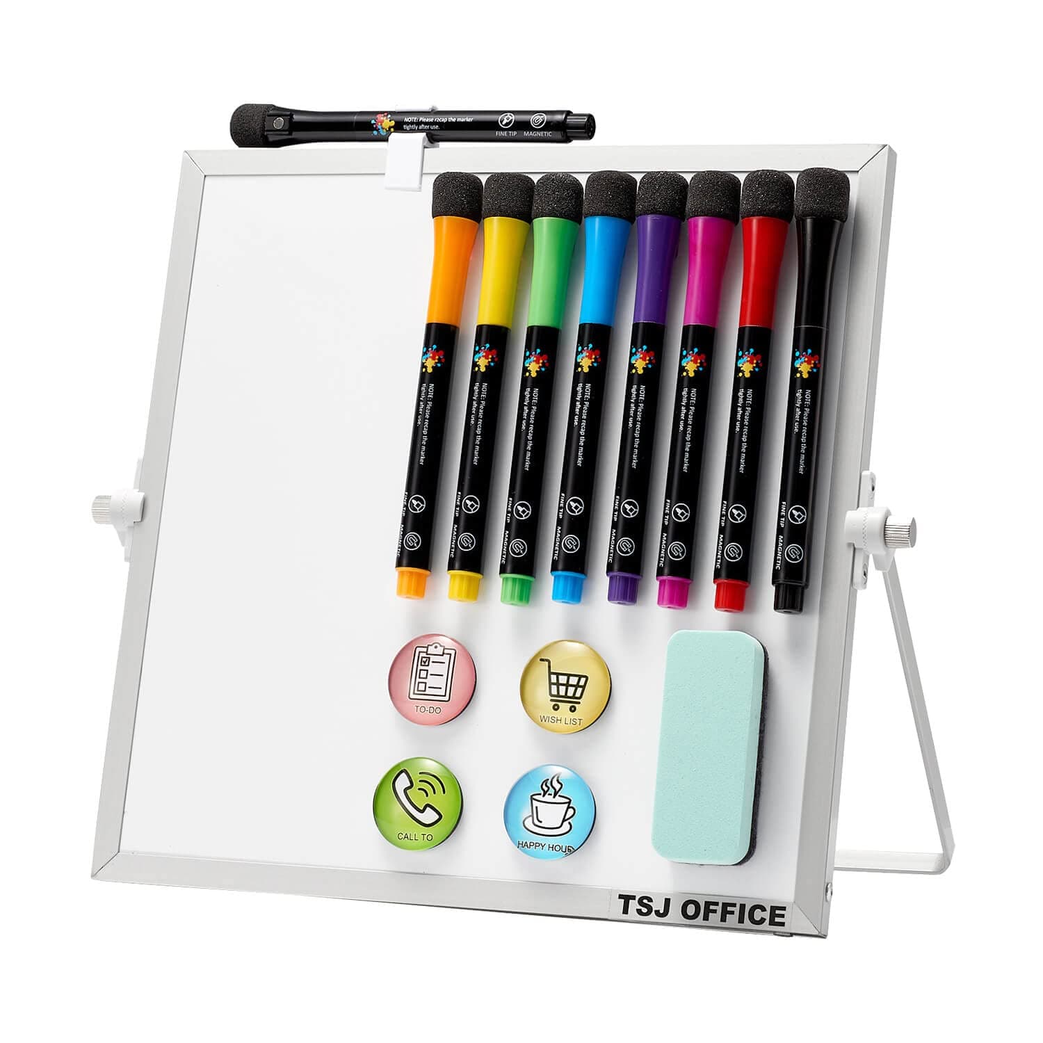 Small Dry Erase White Board – Desktop Portable Mini WhiteBoard Easel 10”x 10”, 360 Degree Reversible to Do List Notepad for Office, Home, Kitchen, School.