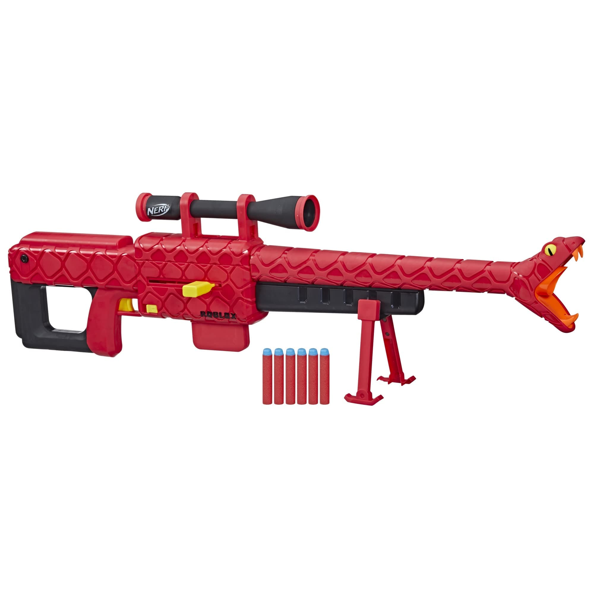 Nerf Roblox Zombie Attack: Viper Strike Sniper-Inspired Blaster with Scope, Code for Exclusive Virtual Item, Roblox Toys for 8 Year Old Boys & Girls and Up, 6-Dart Clip, 6 Elite Darts, Bipod