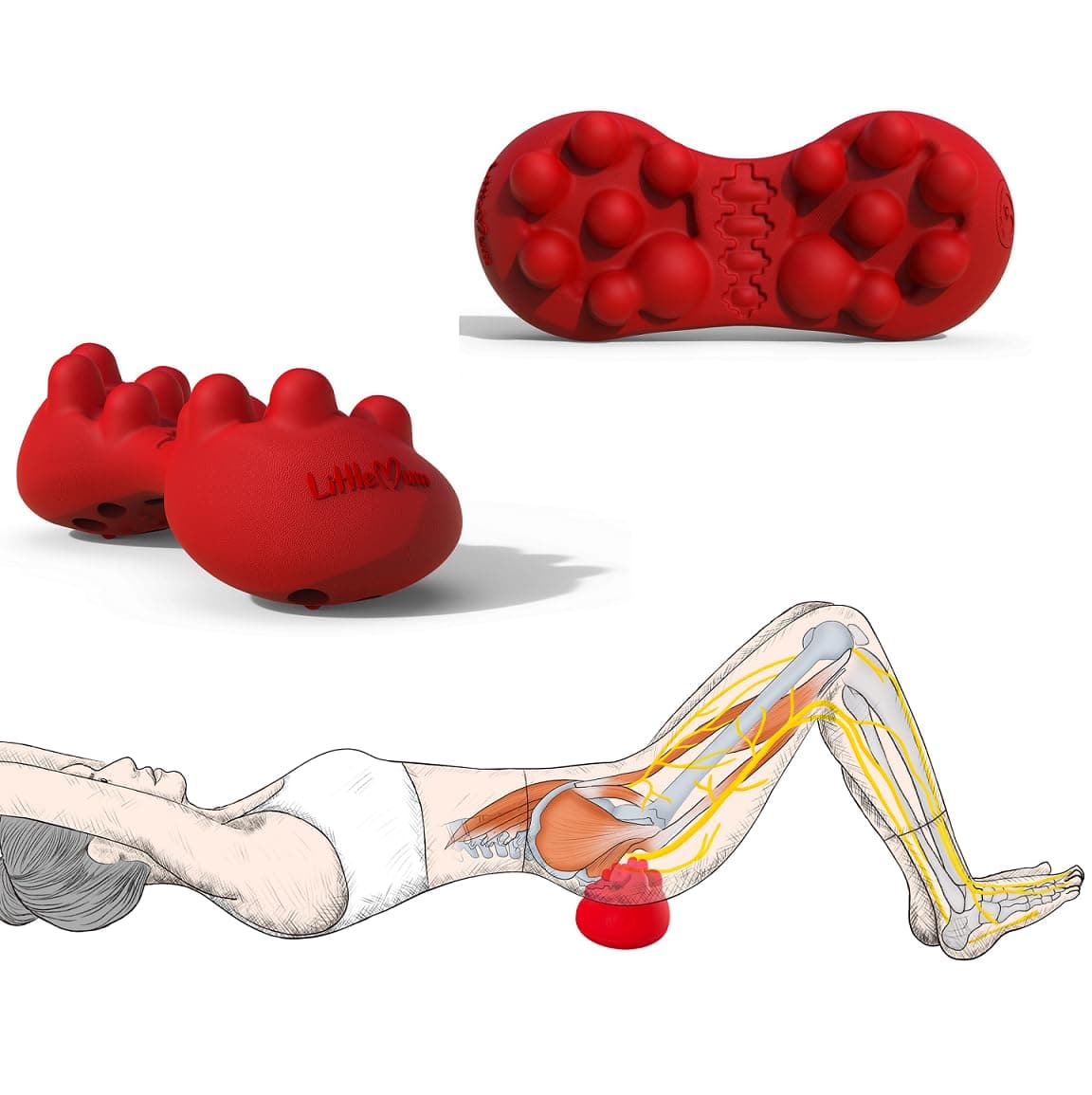 LittleMum Back Trigger Points Massage for Gluteus & Piriformis Myofascial Release, Rhomboid Deep Tissue, Latissimus Dorsi Acupressure - Relieves Back, Hips, Sciatica Pain