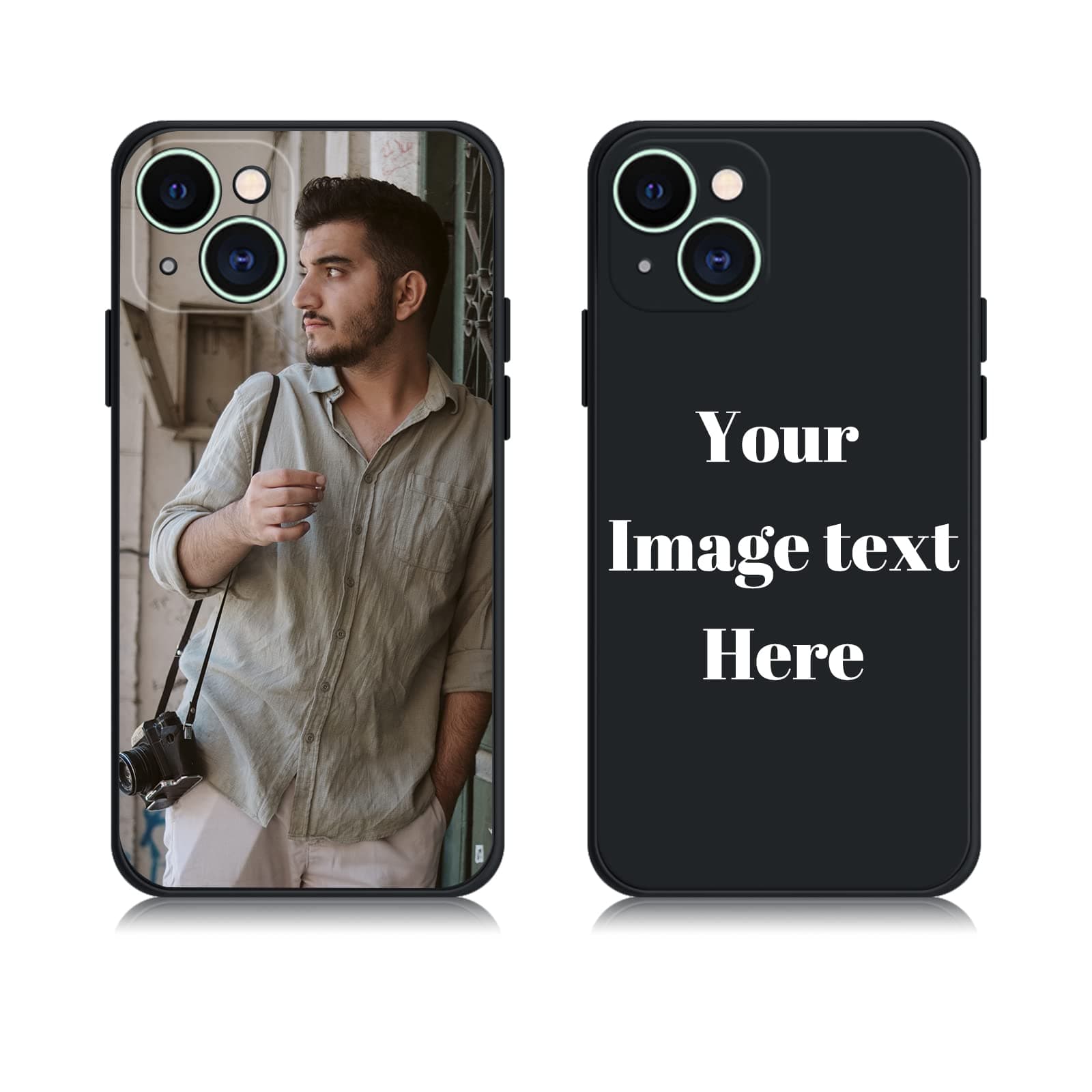 AnNengJing Custom iPhone 13 mini Cases Soft Liquid Silicone Full-Body Protective Personalized Photo Name Text Logo Phone Cover for iPhone 13 mini (Black)