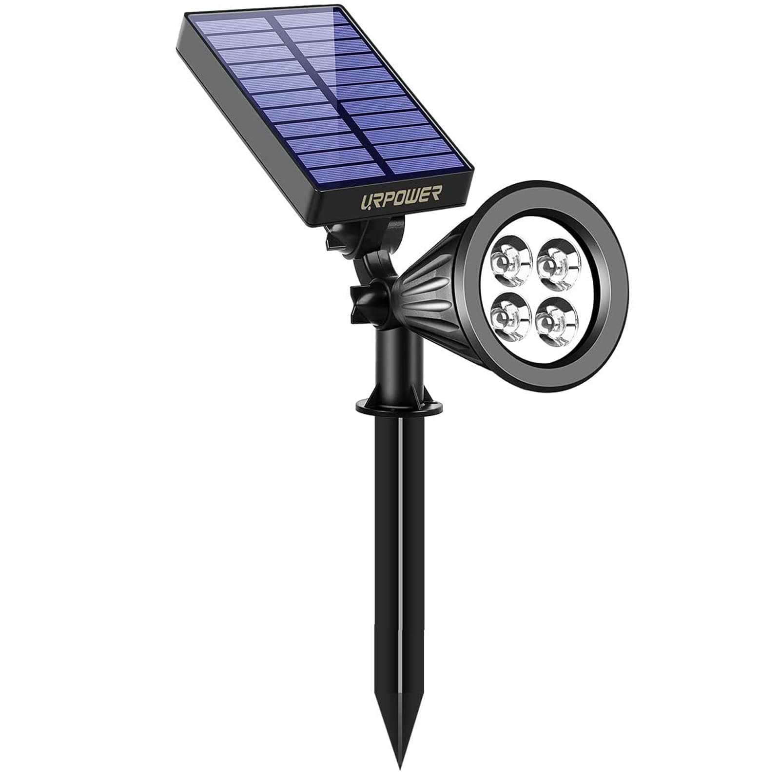 URPOWER Solar Lights, 2-in-1 Solar Powered 4 LED Solar Spotlight Adjustable Wall Light Landscape Light Security Lighting Dark Sensing Auto On/Off for Patio Deck Yard Garden Driveway Pool Area(1 Pack)