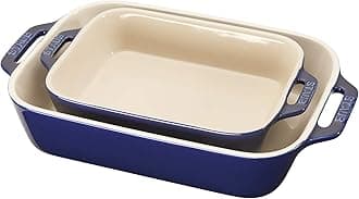 40508-628 Ceramics Rectangular Baking Dish Set, 2-Piece, Dark Blue
