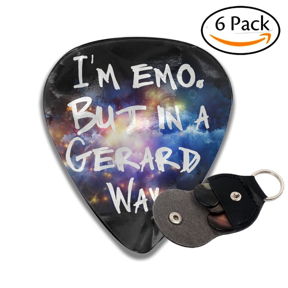 IFJYU FSF I'm Emo But In A Gerard Way Celluloid Guitar Pick Sampler (6 Pack),Assorted Gauges : Thin (0.46 Mm), Medium (0.71 Mm), Weight (0.96 Mm)