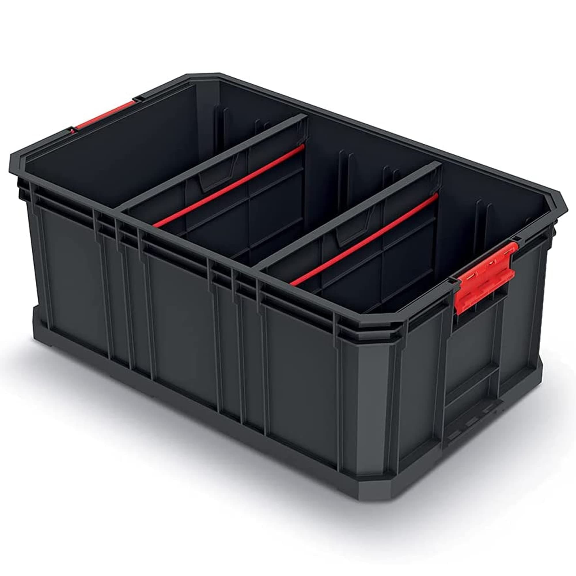 – Kistenberg Modular Storage Box, Stackable with Dividers, Black Plastic, Load Capacity up to 50 kg, 520 x 329 x 210 mm