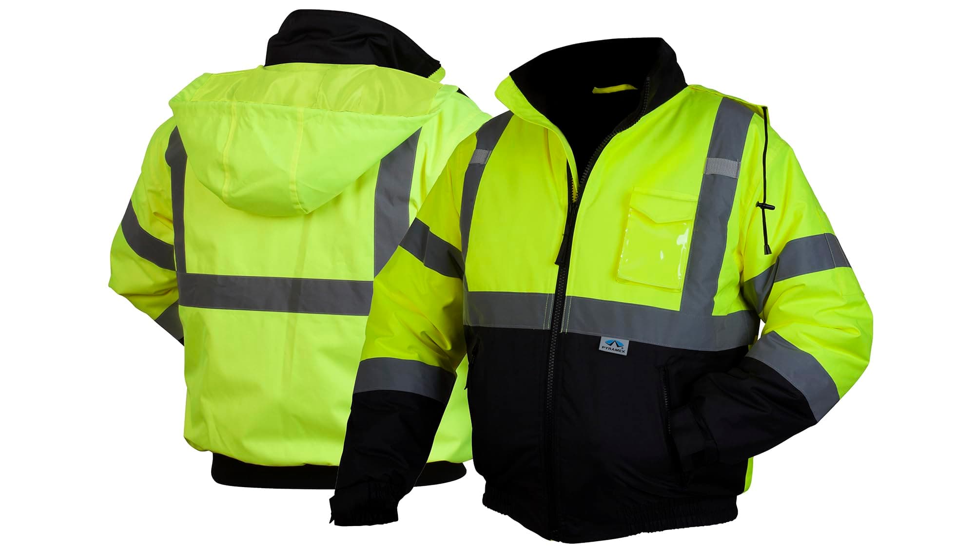 Pyramex RJ32 Series Waterproof Hi-Vis Orange Lime Bomber Jacket with Quilted Lining - Size Large