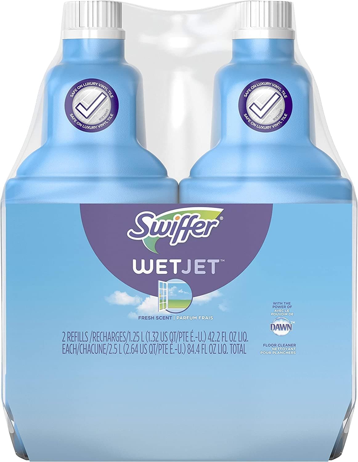 WetJet Floor and Hardwood Multi-Surface Cleaner Solution Refills, Open Window Fresh Scent, 1.25L (Pack of 2)