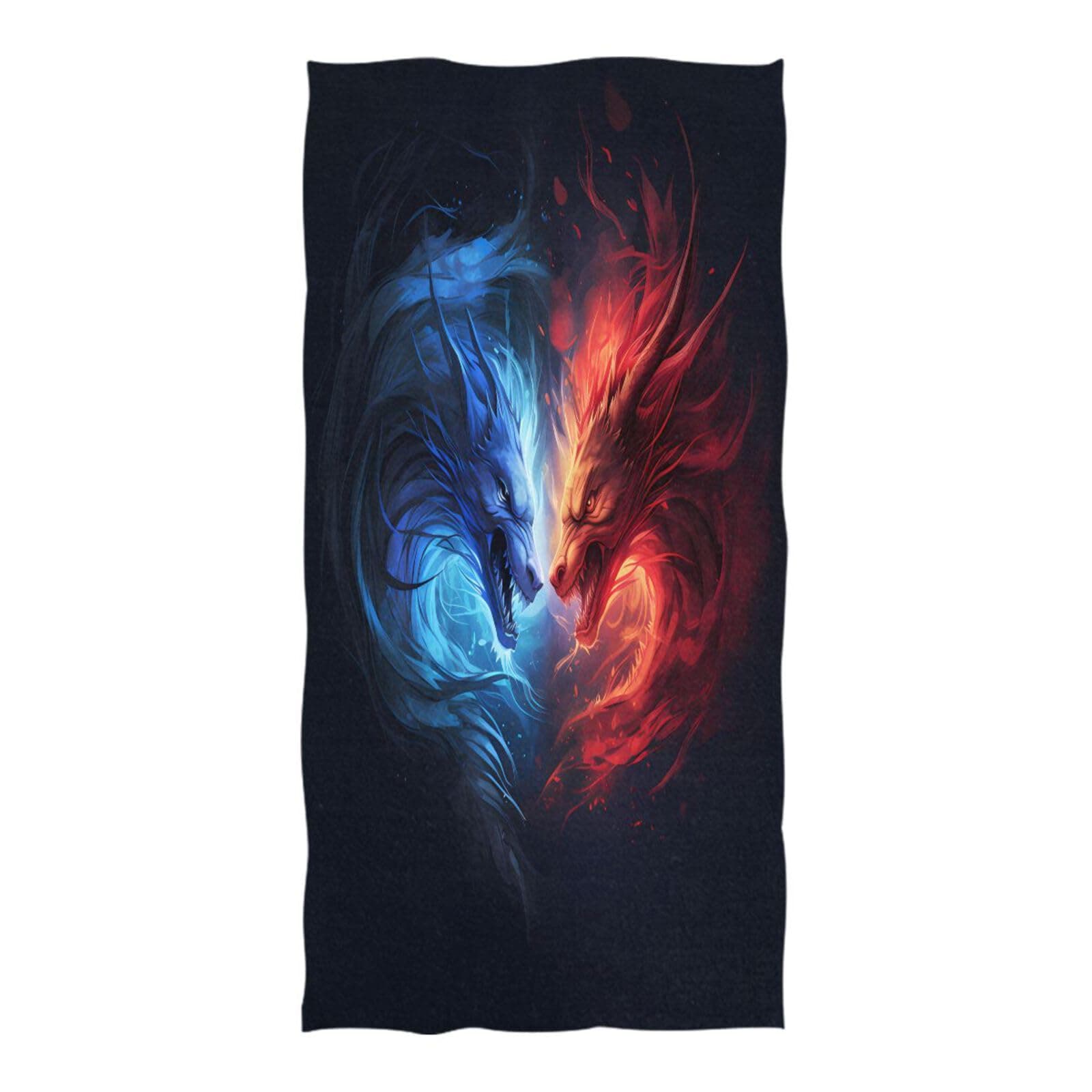 SUABOSUABO Oversized Beach Towel (Cute Fire Dragon) Beach Blanket Microfiber Quick Dry and Lightweight Towels for Bathroom,Hotel,Spa Hot Tub,Beach, Travel,71x32 inch