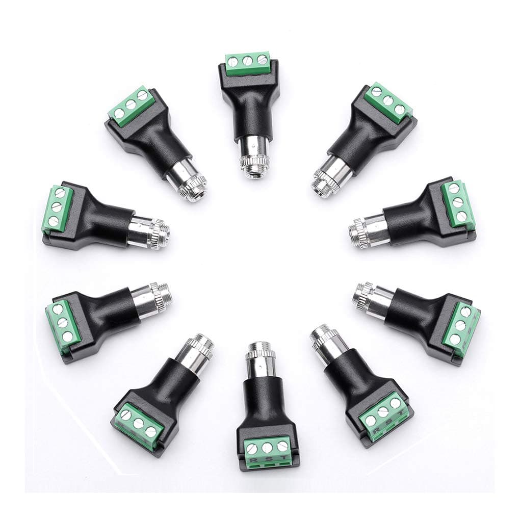 3.5mm Panel Mount Jack Female Terminal Block Stereo Connector 10 Pack