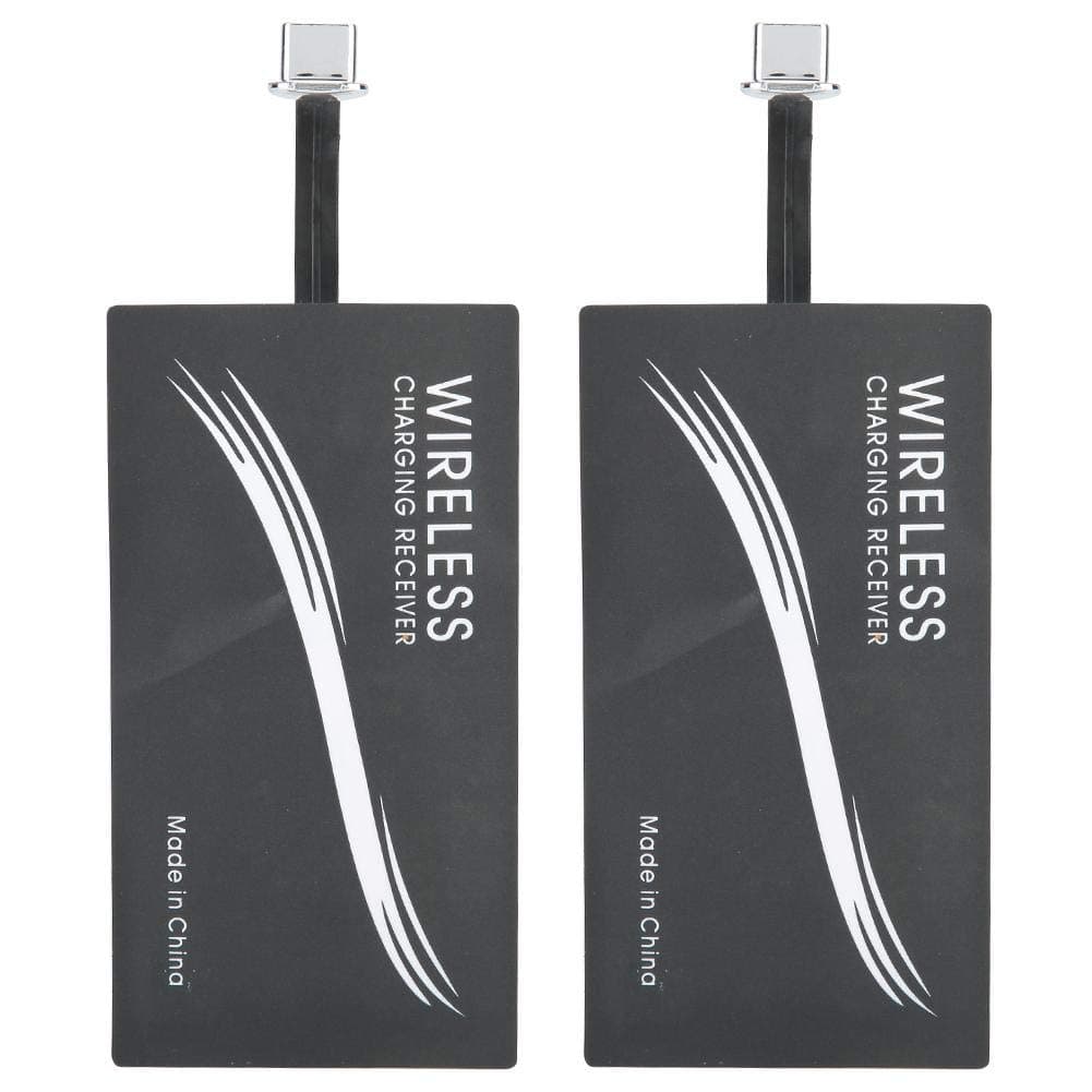 ASHATA 2Pcs Type C QI Charging Receiver Ultra Thin QI Receiver, Electromagnetic Induction 1000mA Fast Charging Receiver for All Type C Cell Phones