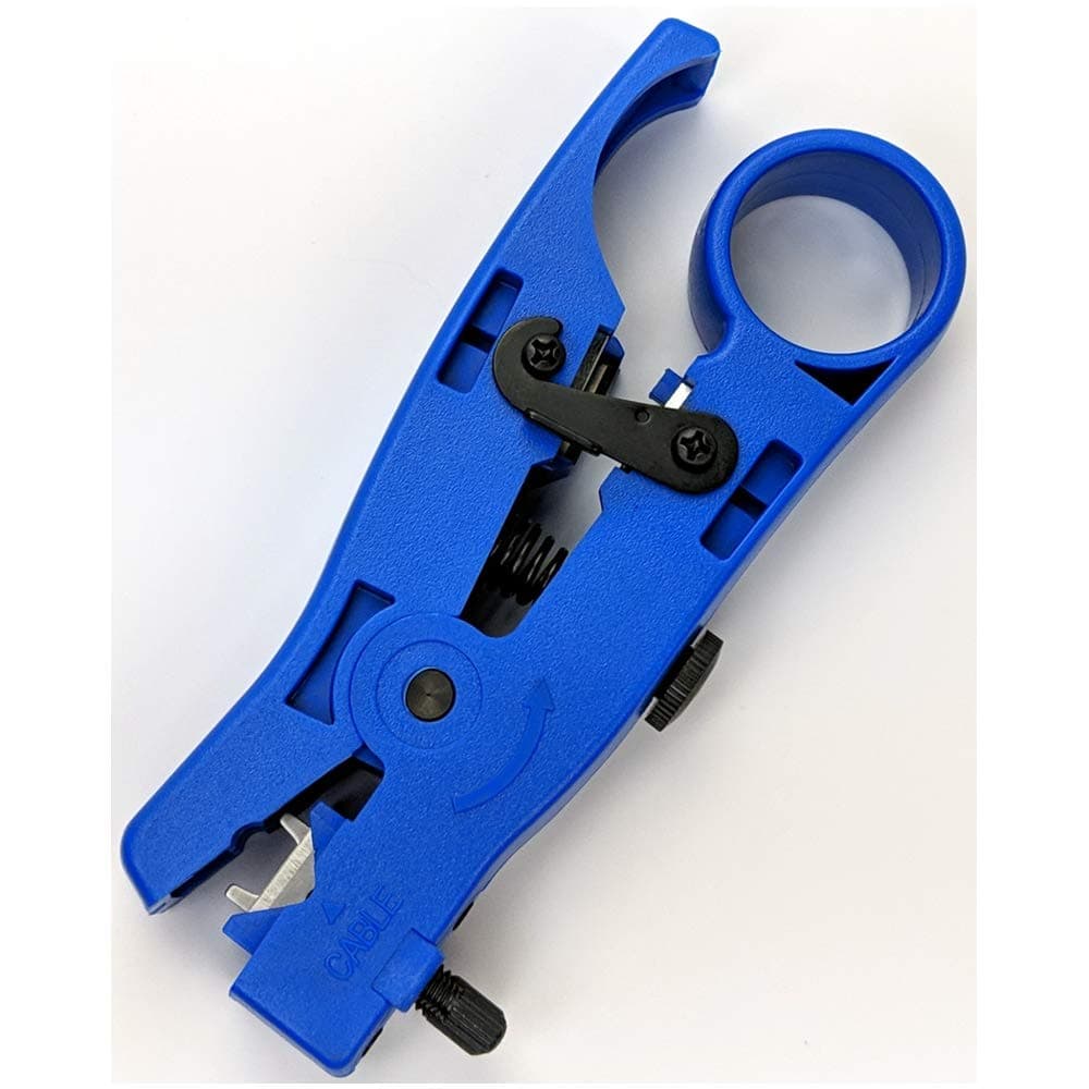CCTV Camera Pros TL-22 Professional CCTV Cable Wire Stripper | Strips RG-59 / RG-6 Coaxial | Flat RJ45 Cat-5e / Cat-6 Ethernet Cable | Adjustable Universal Stripping Tool for Security Camera Systems