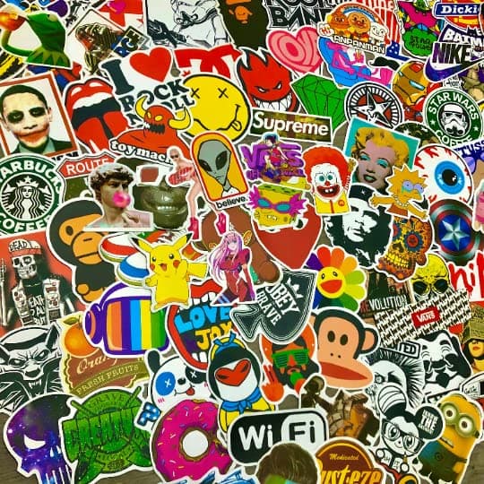 50-200 Cool random sticker pack - Graffiti, laptop, notebook, bottle, Funny Memes, Brands skateboard luggage Waterproof VIYNL Stickers (100)
