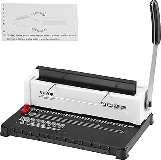 Coil Spiral Binding Machine, Manual Book Maker 34-Holes Binding 120 Sheets, Punch Binder Adjustable 3/16" - 9/16" Coil Binding Spines, for Letter Size, A4, A5
