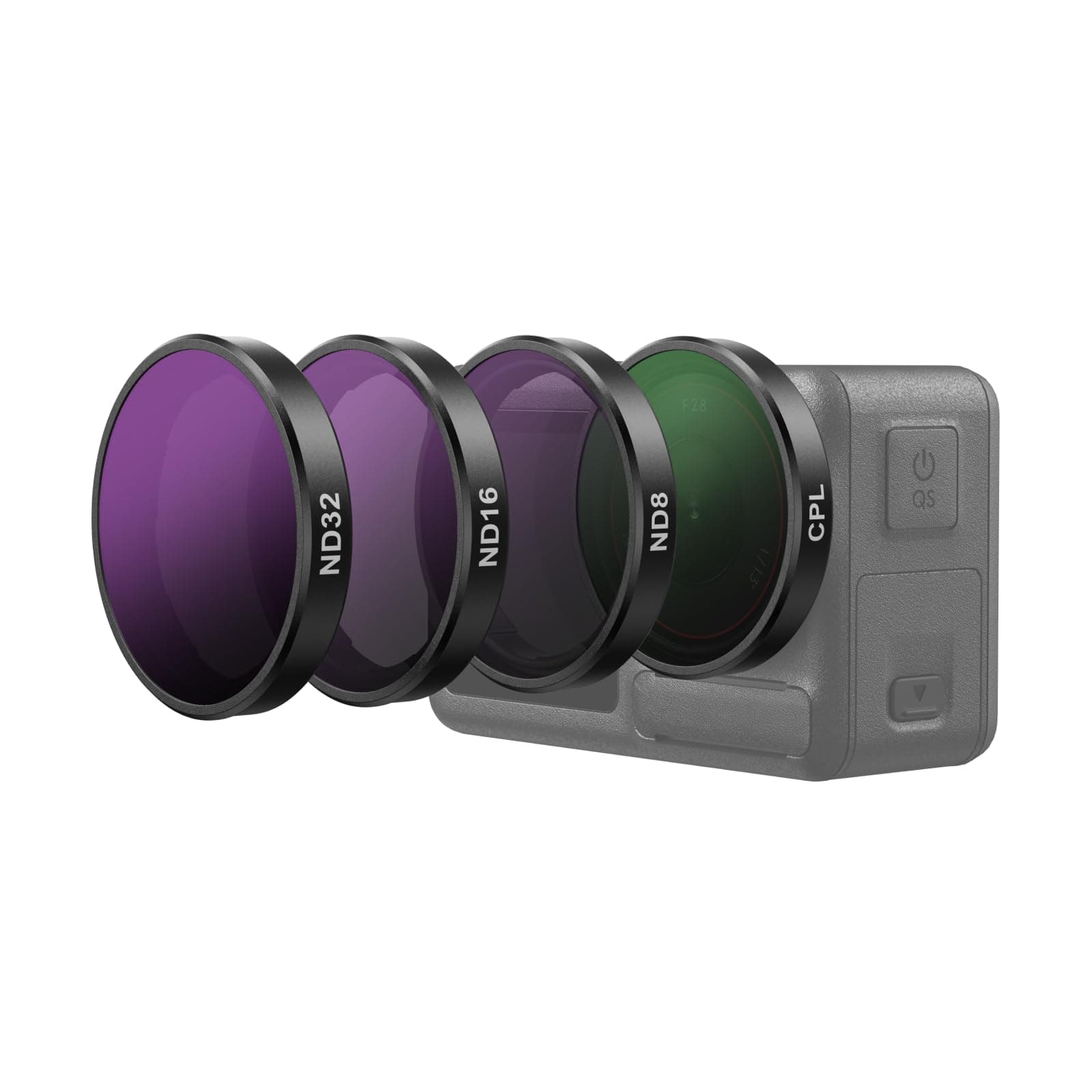 Lens Filter Set for DJI Action 5/4/ 3 Camera Accessories, 4-Pack CPL ND32 ND16 ND8 Polarizing Neutral Density HD Filter Lens Protective Protector Cover for DJI Osmo (ND Filter)