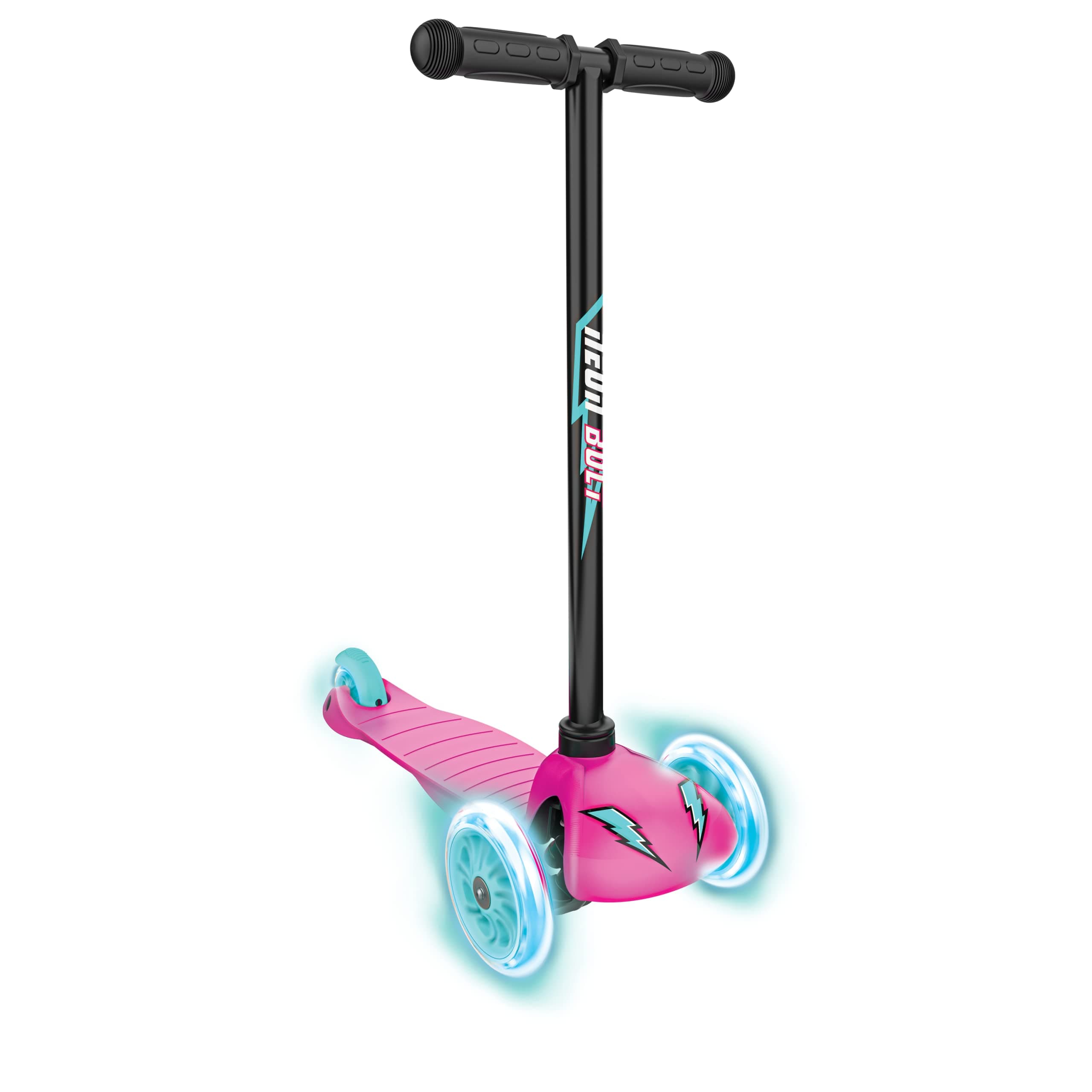YvolutionNeon Bolt is the perfect 3 wheels scooter for first-time riders, decked out with ‘lean-to-steer’ technology and light-up (Pink)