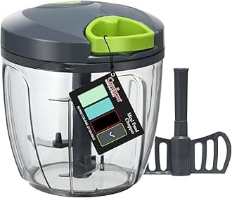 Manual Food Chopper Vegetable Cutter, Hand String Vegetable Chopper Onions Cutter for Vegetable Fruits Nuts BPA Free Food Safe Material, 900ml Grey