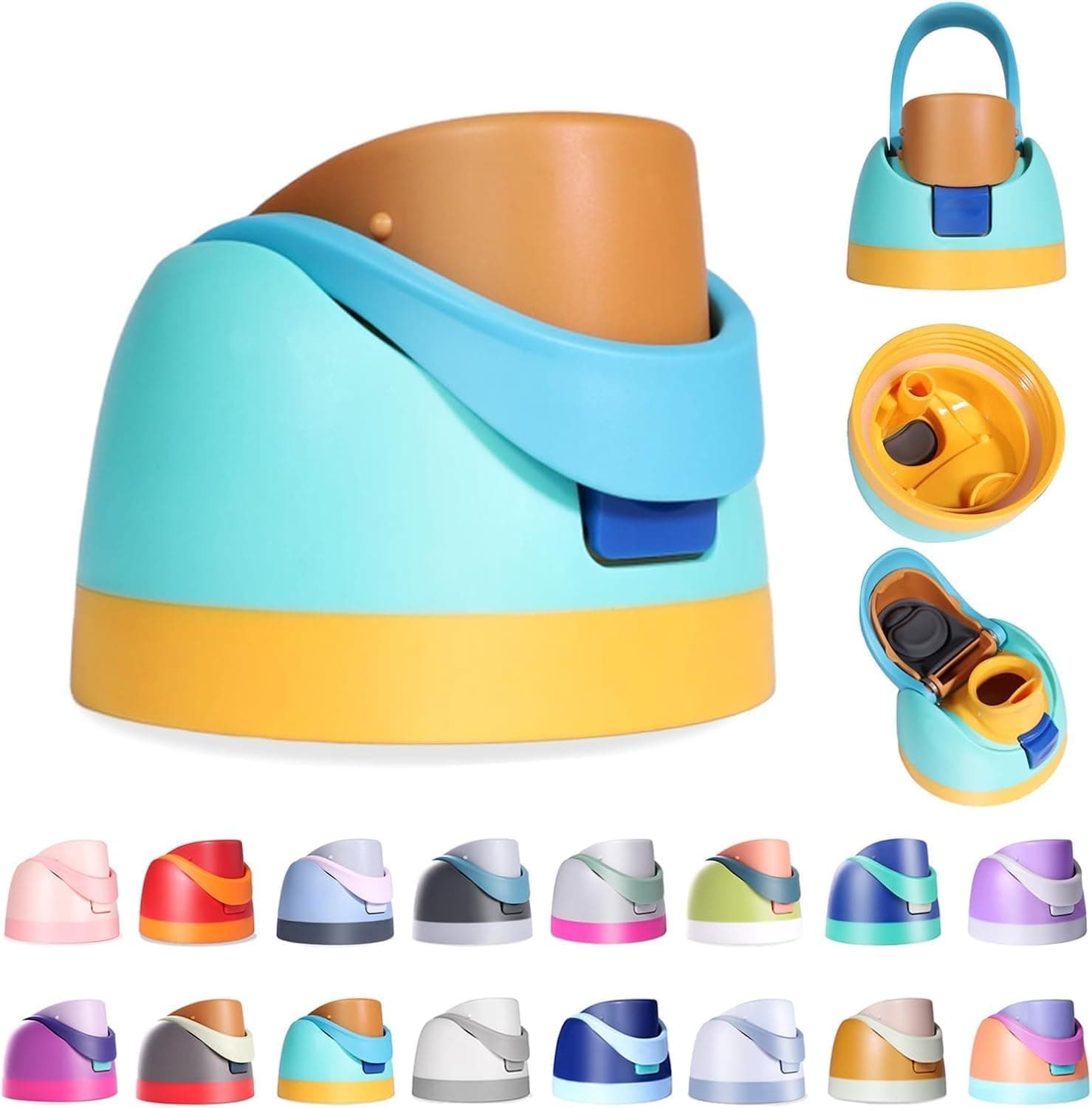 Replacement Lid for Owala, Compatible with Owala Cup 16oz 24oz 32oz 40oz, One Button Water Bottle Top Lid Replacement Accessory, Leakproof, BPA-Free, Foggy Tide (Yellow-Green)