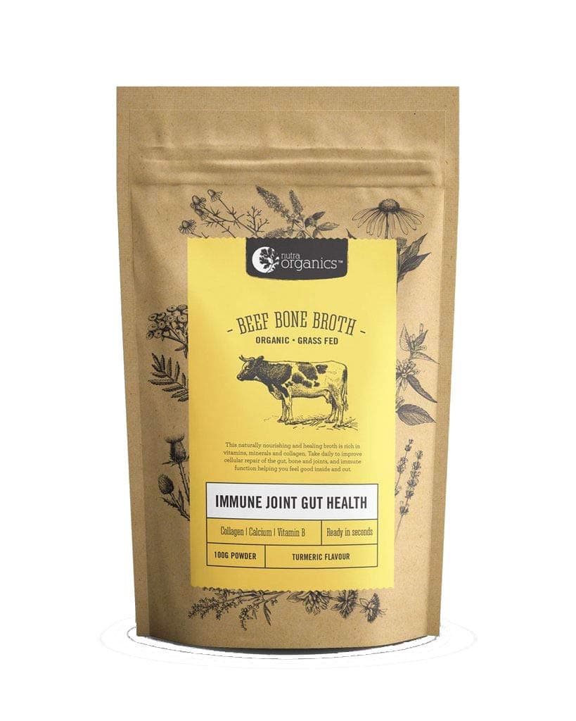 Beef Bone Broth Powder with Turmeric - 48 Hour Slow Cooked For Max Nutrients & 100% Grass-Fed Beef - Helps Reduce Inflammation, Packed With Collagen, Supports Immune Health - Bone Broth