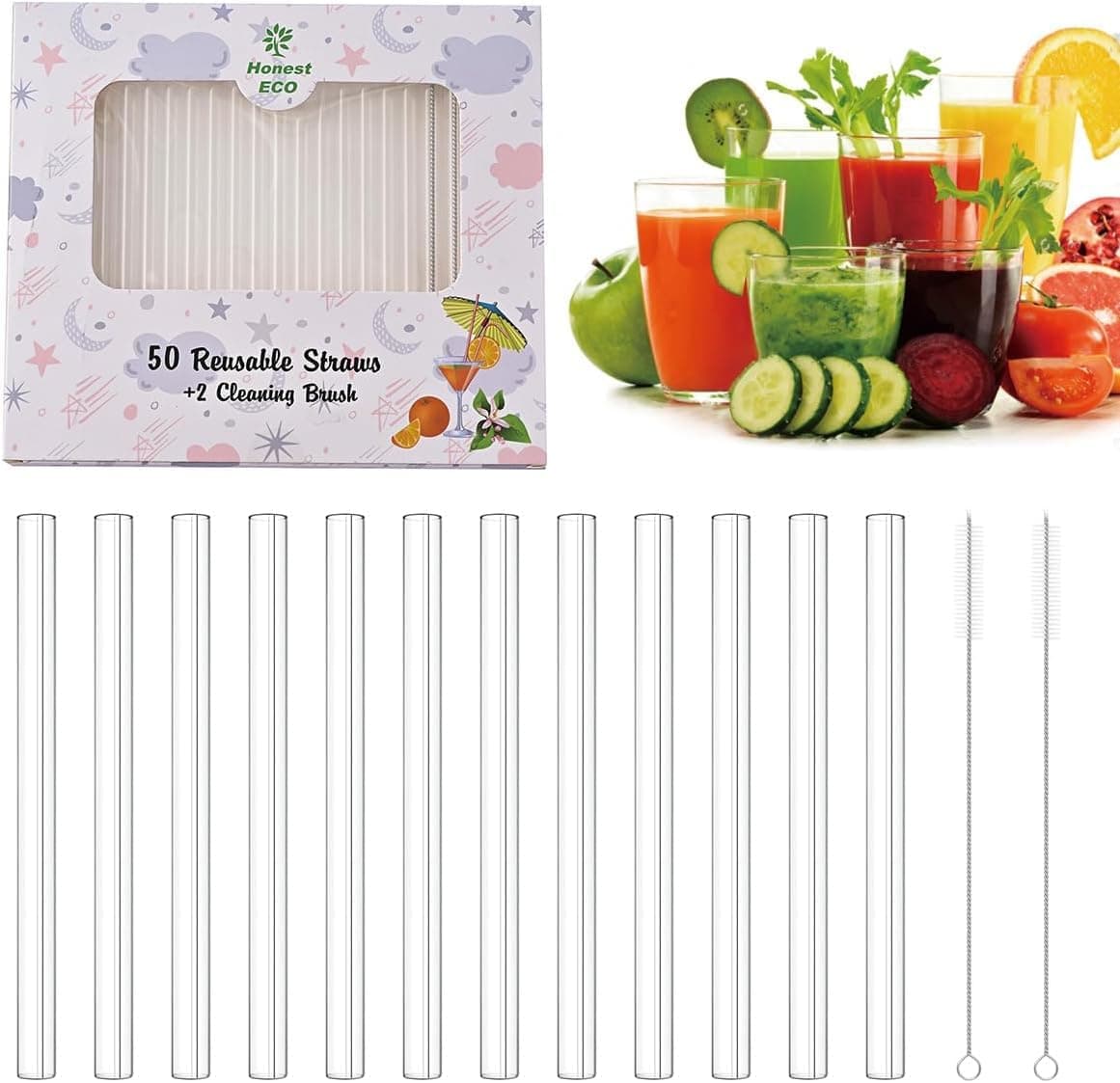 Sturdy Plastic Straws Short Stir Sticks Reusable Drinking Straws with 2 Straw Cleaners for Kids cup/coffee/Juice/wine tumblers, BPA free Dishwasher safe. (Clear)