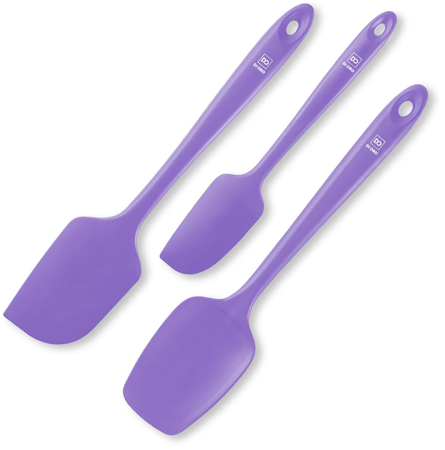 DI ORO Silicone Spatula Set - Rubber Kitchen Spatulas for Baking, Cooking, & Mixing - 600°F Heat-Resistant & BPA Free Silicone Scraper Spatulas for Nonstick Cookware - Dishwasher Safe (3pc, Lavender)